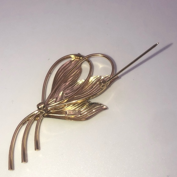 VTG Sterling Bond & Boyd Gold Tone Leaf Leaves Brooch 2” - Picture 2 of 4